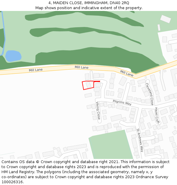 4, MAIDEN CLOSE, IMMINGHAM, DN40 2RQ: Location map and indicative extent of plot