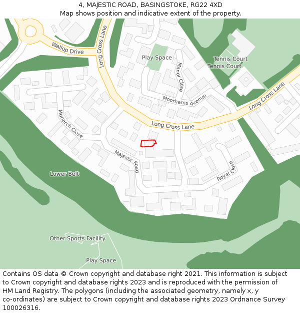 4, MAJESTIC ROAD, BASINGSTOKE, RG22 4XD: Location map and indicative extent of plot