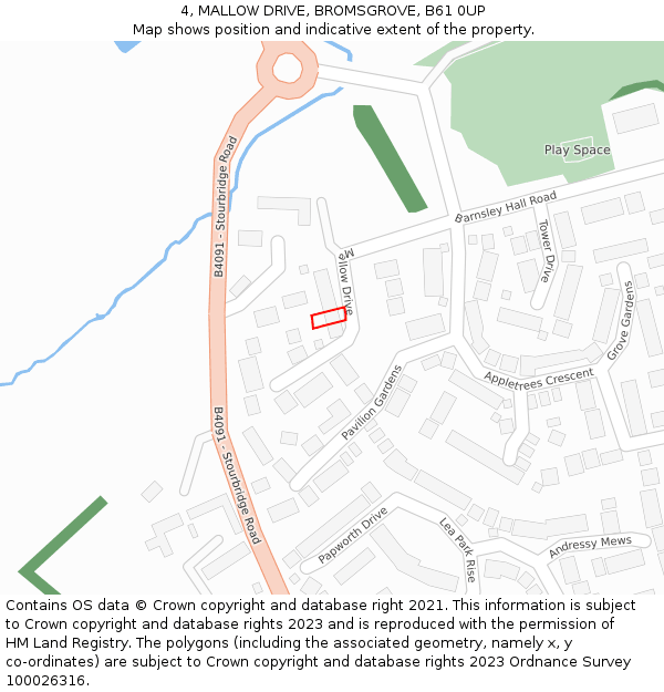 4, MALLOW DRIVE, BROMSGROVE, B61 0UP: Location map and indicative extent of plot