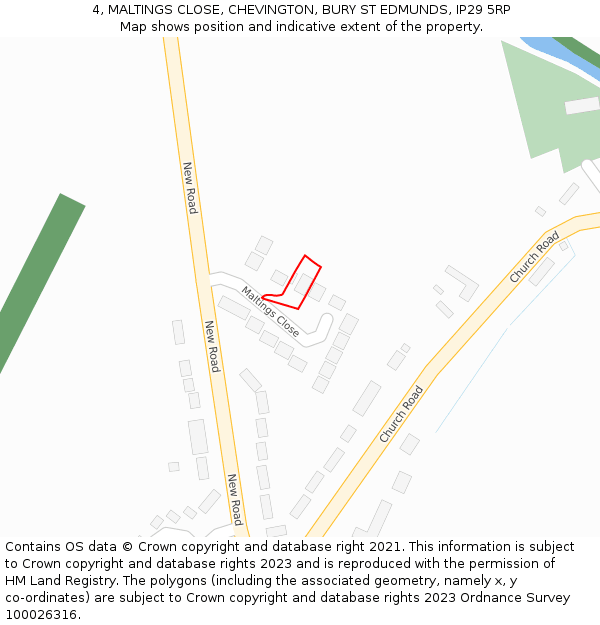 4, MALTINGS CLOSE, CHEVINGTON, BURY ST EDMUNDS, IP29 5RP: Location map and indicative extent of plot