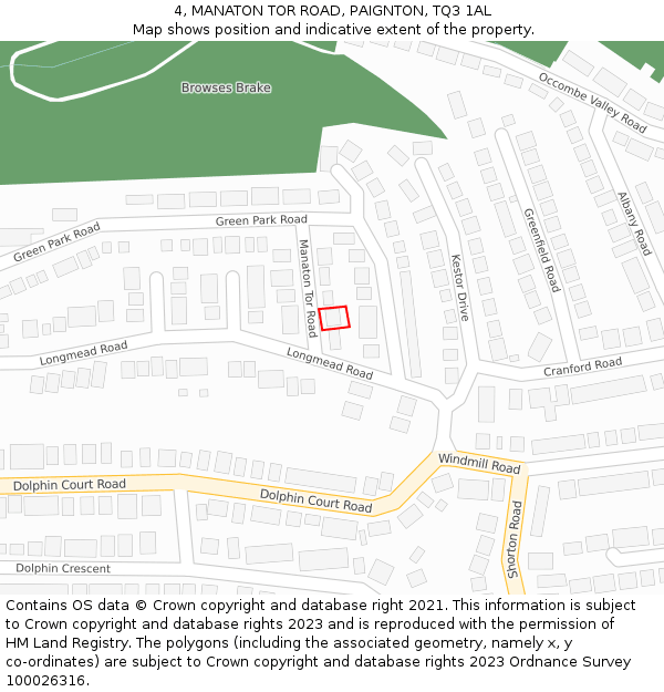 4, MANATON TOR ROAD, PAIGNTON, TQ3 1AL: Location map and indicative extent of plot