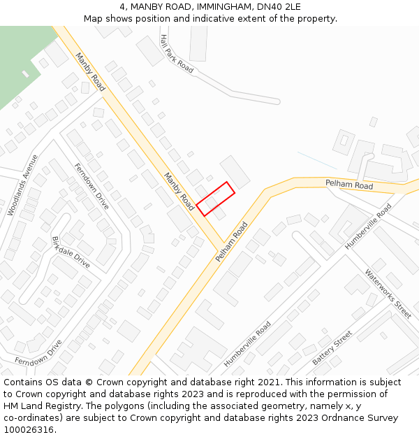 4, MANBY ROAD, IMMINGHAM, DN40 2LE: Location map and indicative extent of plot