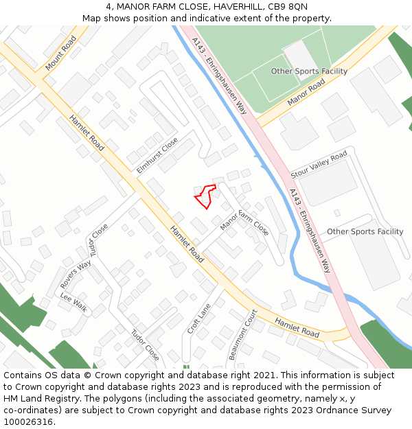 4, MANOR FARM CLOSE, HAVERHILL, CB9 8QN: Location map and indicative extent of plot