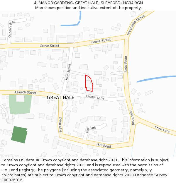 4, MANOR GARDENS, GREAT HALE, SLEAFORD, NG34 9GN: Location map and indicative extent of plot