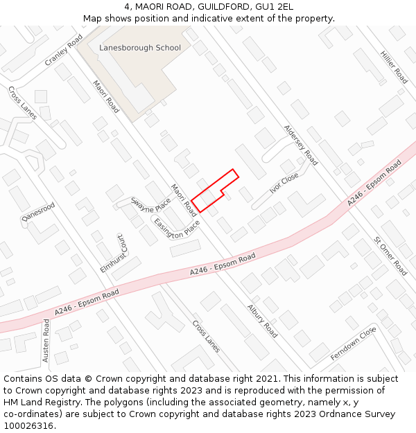 4, MAORI ROAD, GUILDFORD, GU1 2EL: Location map and indicative extent of plot