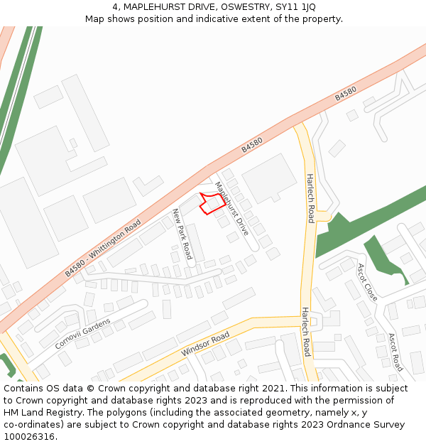 4, MAPLEHURST DRIVE, OSWESTRY, SY11 1JQ: Location map and indicative extent of plot