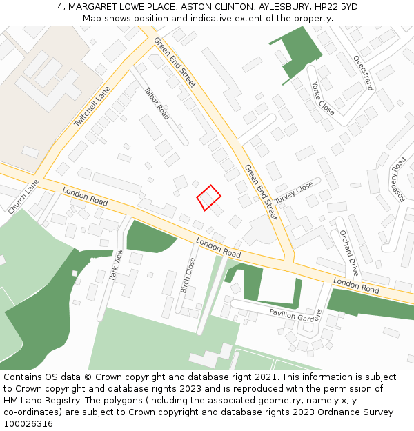 4, MARGARET LOWE PLACE, ASTON CLINTON, AYLESBURY, HP22 5YD: Location map and indicative extent of plot