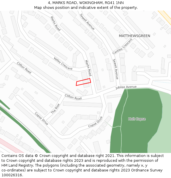 4, MARKS ROAD, WOKINGHAM, RG41 1NN: Location map and indicative extent of plot