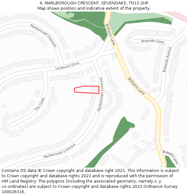 4, MARLBOROUGH CRESCENT, SEVENOAKS, TN13 2HP: Location map and indicative extent of plot