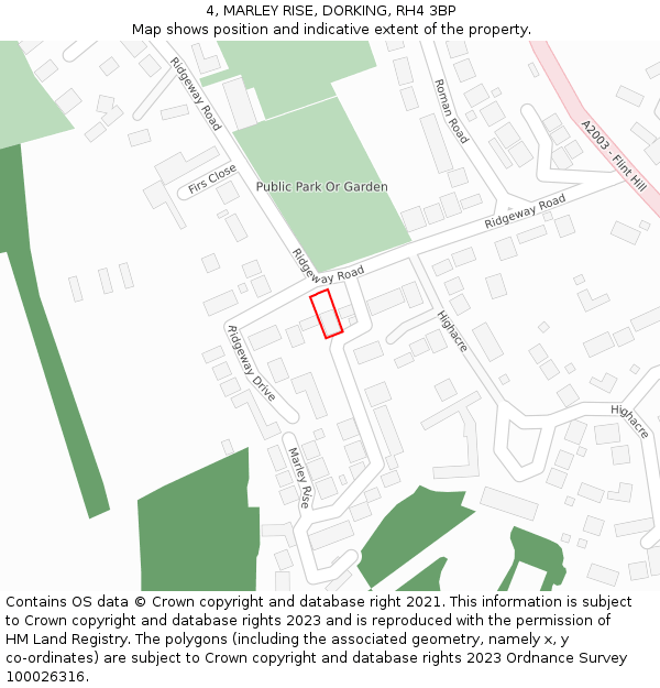 4, MARLEY RISE, DORKING, RH4 3BP: Location map and indicative extent of plot