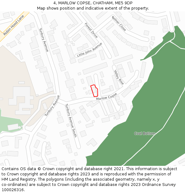 4, MARLOW COPSE, CHATHAM, ME5 9DP: Location map and indicative extent of plot
