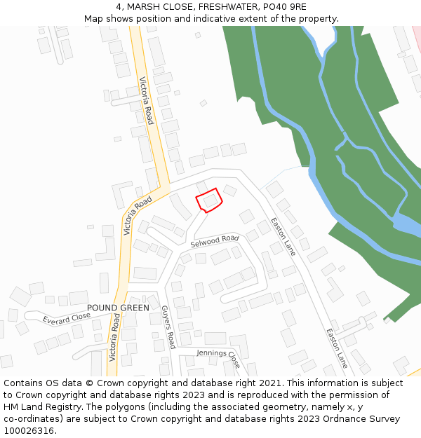 4, MARSH CLOSE, FRESHWATER, PO40 9RE: Location map and indicative extent of plot