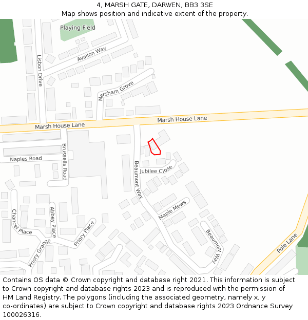 4, MARSH GATE, DARWEN, BB3 3SE: Location map and indicative extent of plot