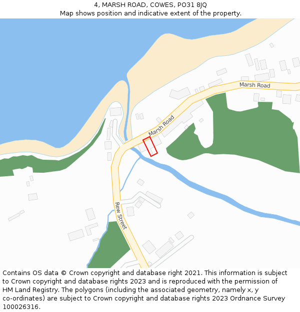 4, MARSH ROAD, COWES, PO31 8JQ: Location map and indicative extent of plot