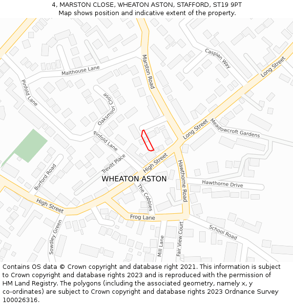 4, MARSTON CLOSE, WHEATON ASTON, STAFFORD, ST19 9PT: Location map and indicative extent of plot