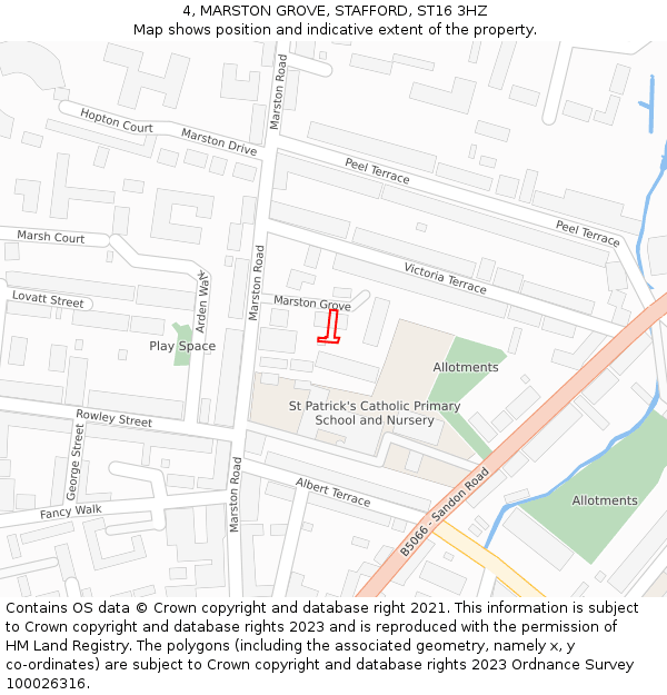 4, MARSTON GROVE, STAFFORD, ST16 3HZ: Location map and indicative extent of plot