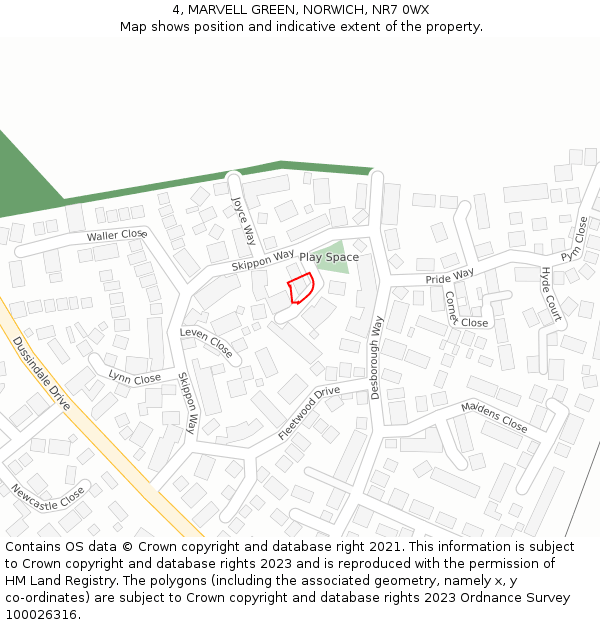 4, MARVELL GREEN, NORWICH, NR7 0WX: Location map and indicative extent of plot