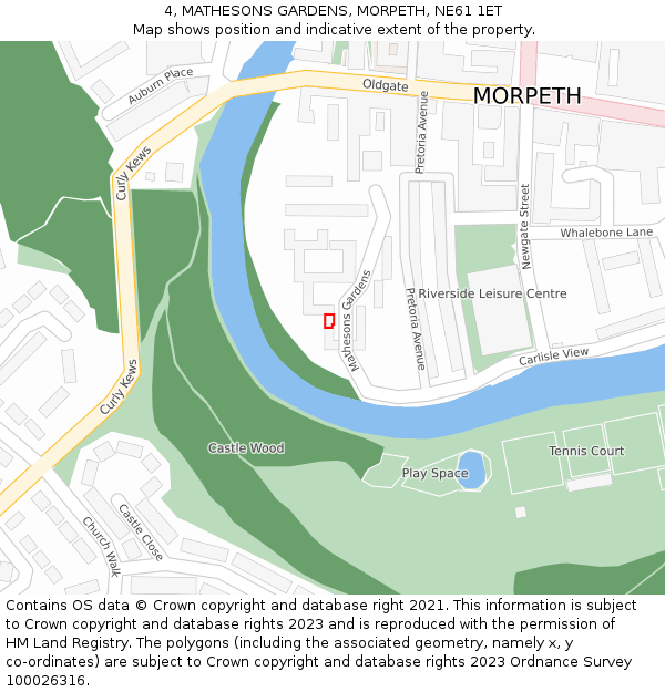 4, MATHESONS GARDENS, MORPETH, NE61 1ET: Location map and indicative extent of plot