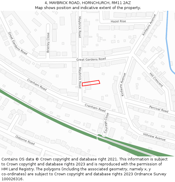 4, MAYBRICK ROAD, HORNCHURCH, RM11 2AZ: Location map and indicative extent of plot