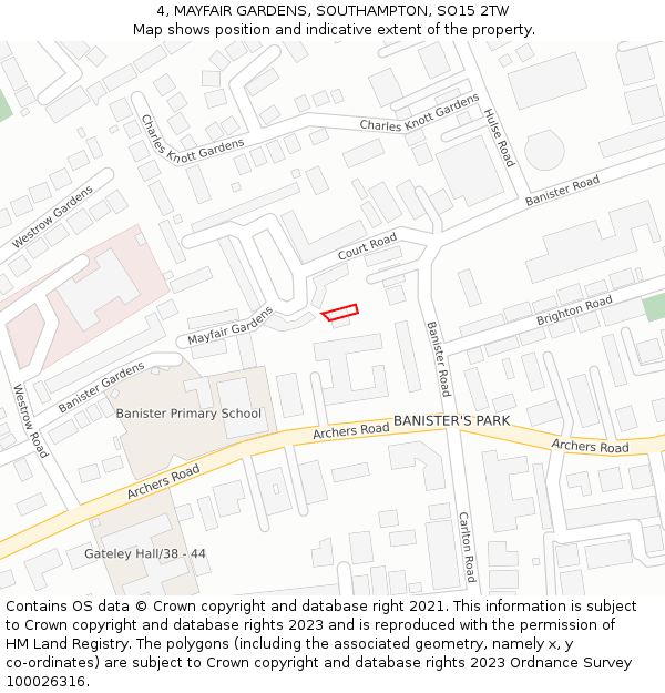 4, MAYFAIR GARDENS, SOUTHAMPTON, SO15 2TW: Location map and indicative extent of plot