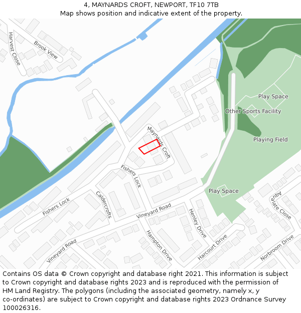 4, MAYNARDS CROFT, NEWPORT, TF10 7TB: Location map and indicative extent of plot