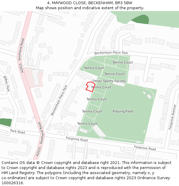 4, MAYWOOD CLOSE, BECKENHAM, BR3 5BW: Location map and indicative extent of plot
