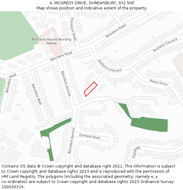 4, MCGREDY DRIVE, SHREWSBURY, SY2 5NF: Location map and indicative extent of plot