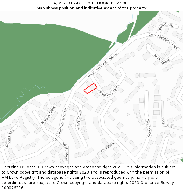 4, MEAD HATCHGATE, HOOK, RG27 9PU: Location map and indicative extent of plot