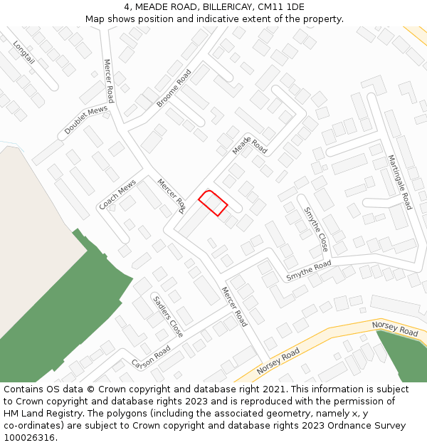 4, MEADE ROAD, BILLERICAY, CM11 1DE: Location map and indicative extent of plot