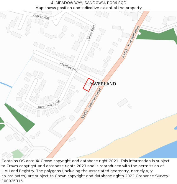 4, MEADOW WAY, SANDOWN, PO36 8QD: Location map and indicative extent of plot