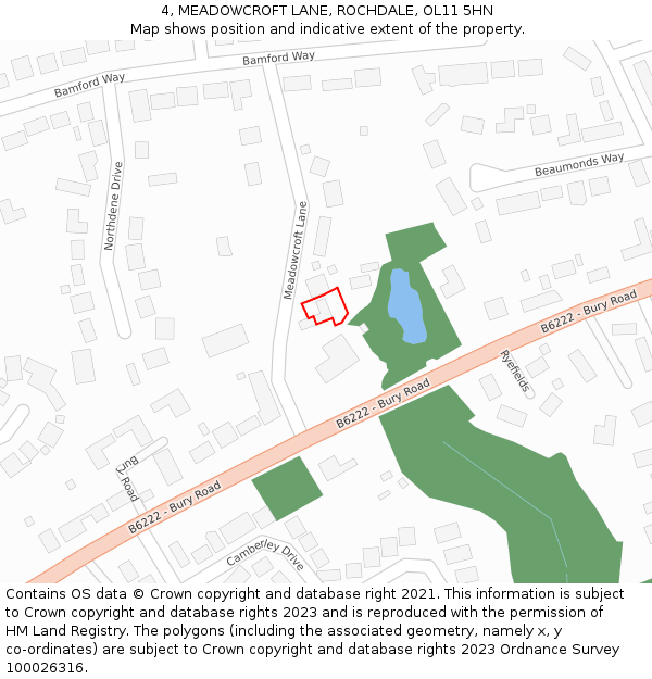 4, MEADOWCROFT LANE, ROCHDALE, OL11 5HN: Location map and indicative extent of plot