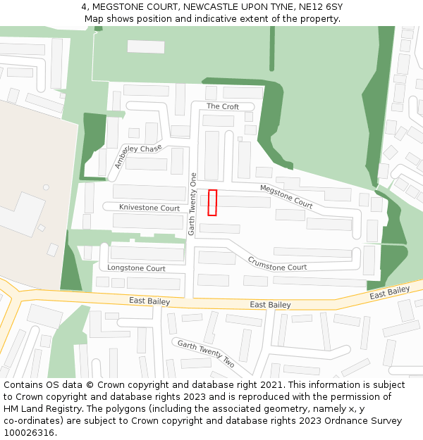4, MEGSTONE COURT, NEWCASTLE UPON TYNE, NE12 6SY: Location map and indicative extent of plot