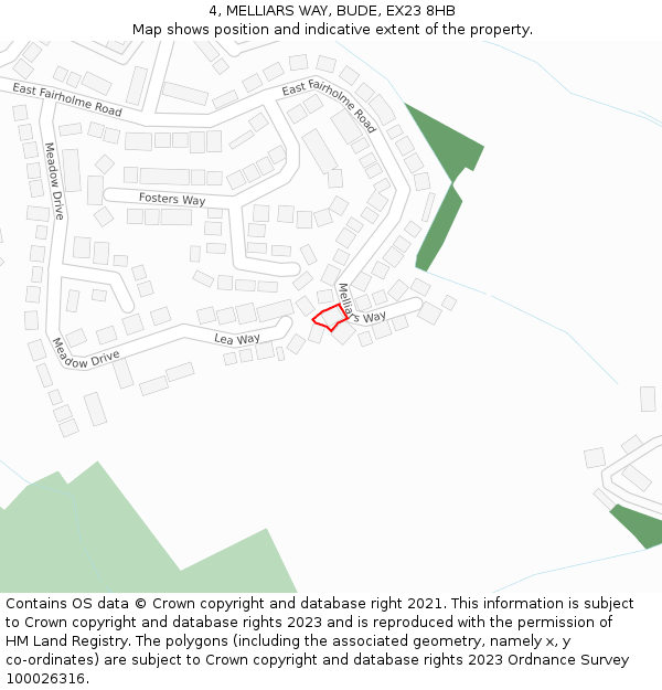 4, MELLIARS WAY, BUDE, EX23 8HB: Location map and indicative extent of plot