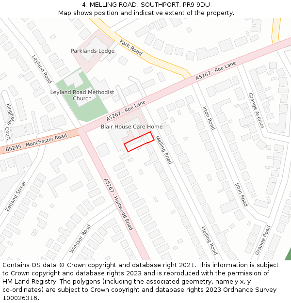 4, MELLING ROAD, SOUTHPORT, PR9 9DU: Location map and indicative extent of plot