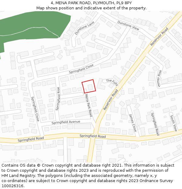 4, MENA PARK ROAD, PLYMOUTH, PL9 8PY: Location map and indicative extent of plot