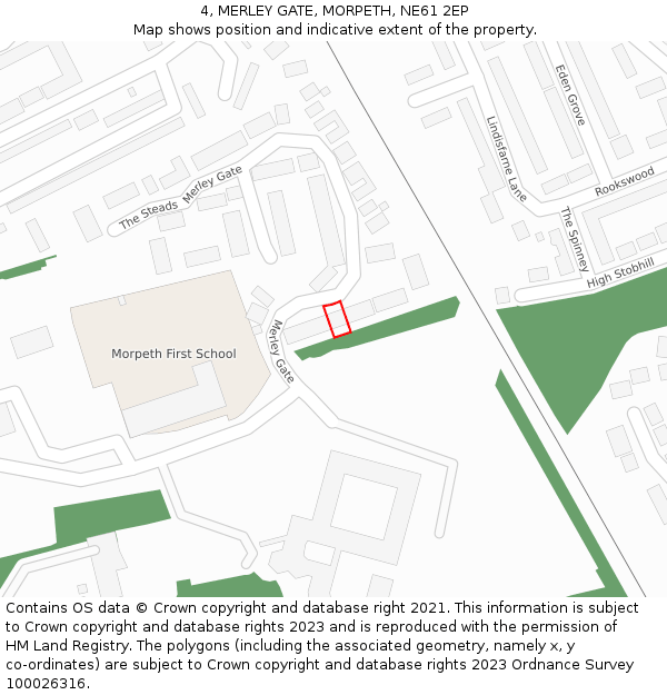 4, MERLEY GATE, MORPETH, NE61 2EP: Location map and indicative extent of plot