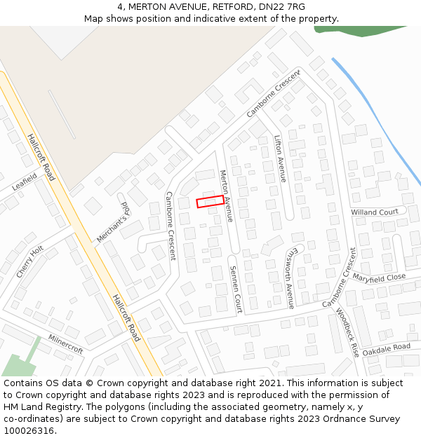 4, MERTON AVENUE, RETFORD, DN22 7RG: Location map and indicative extent of plot