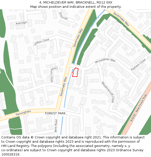 4, MICHELDEVER WAY, BRACKNELL, RG12 0XX: Location map and indicative extent of plot