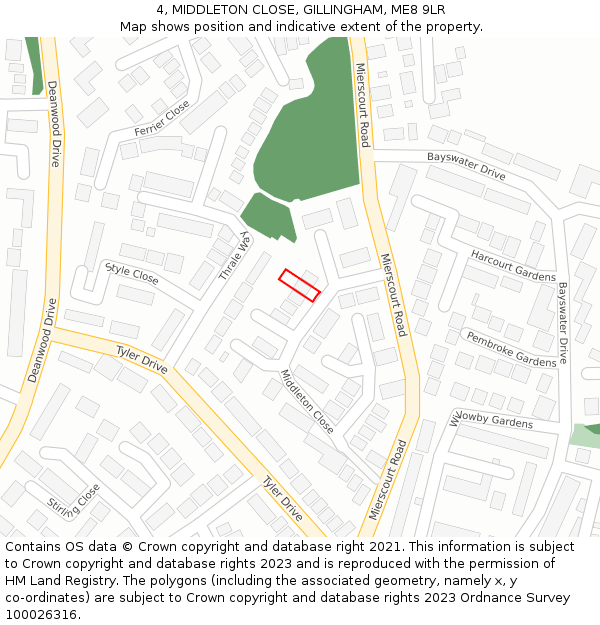 4, MIDDLETON CLOSE, GILLINGHAM, ME8 9LR: Location map and indicative extent of plot