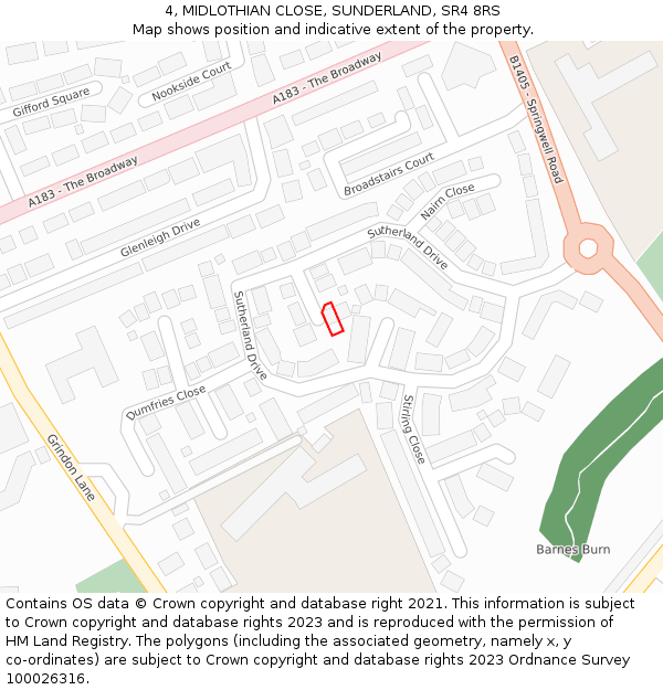 4, MIDLOTHIAN CLOSE, SUNDERLAND, SR4 8RS: Location map and indicative extent of plot