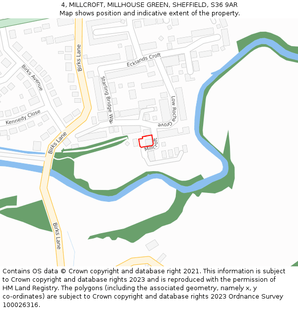 4, MILLCROFT, MILLHOUSE GREEN, SHEFFIELD, S36 9AR: Location map and indicative extent of plot