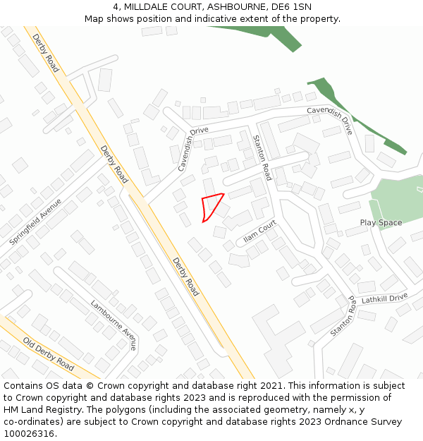 4, MILLDALE COURT, ASHBOURNE, DE6 1SN: Location map and indicative extent of plot