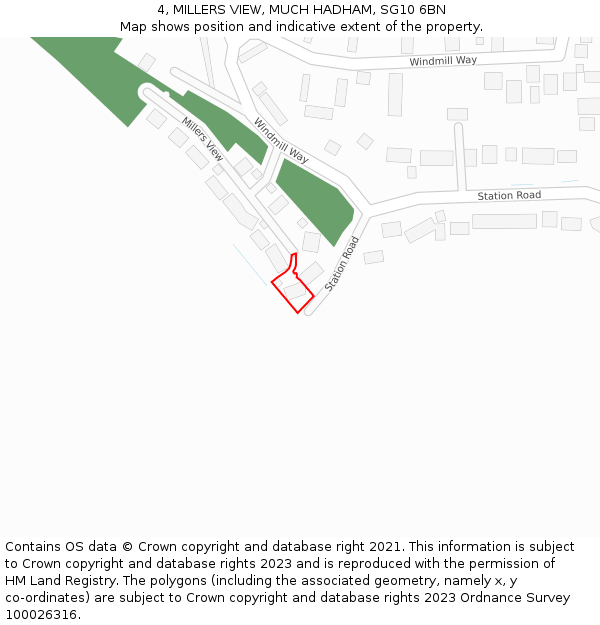 4, MILLERS VIEW, MUCH HADHAM, SG10 6BN: Location map and indicative extent of plot