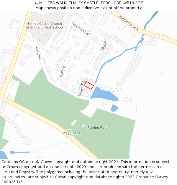 4, MILLERS WALK, ELMLEY CASTLE, PERSHORE, WR10 3GZ: Location map and indicative extent of plot