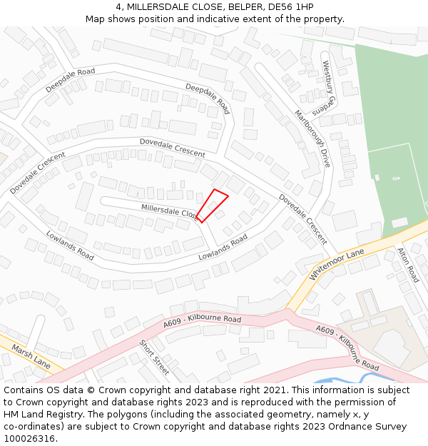 4, MILLERSDALE CLOSE, BELPER, DE56 1HP: Location map and indicative extent of plot