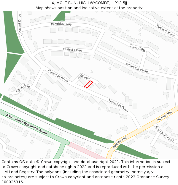 4, MOLE RUN, HIGH WYCOMBE, HP13 5JJ: Location map and indicative extent of plot