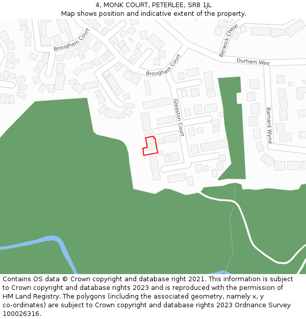 4, MONK COURT, PETERLEE, SR8 1JL: Location map and indicative extent of plot