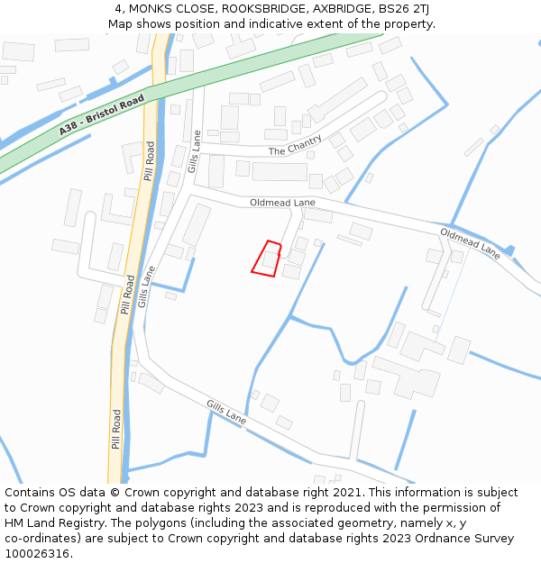 4, MONKS CLOSE, ROOKSBRIDGE, AXBRIDGE, BS26 2TJ: Location map and indicative extent of plot