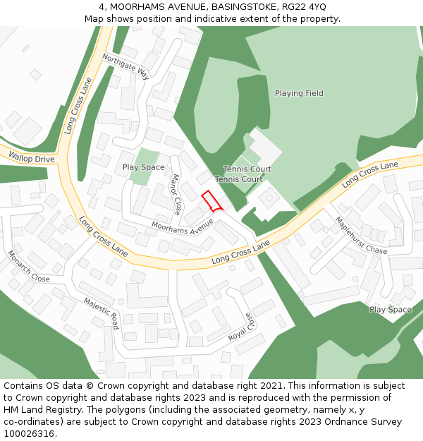 4, MOORHAMS AVENUE, BASINGSTOKE, RG22 4YQ: Location map and indicative extent of plot