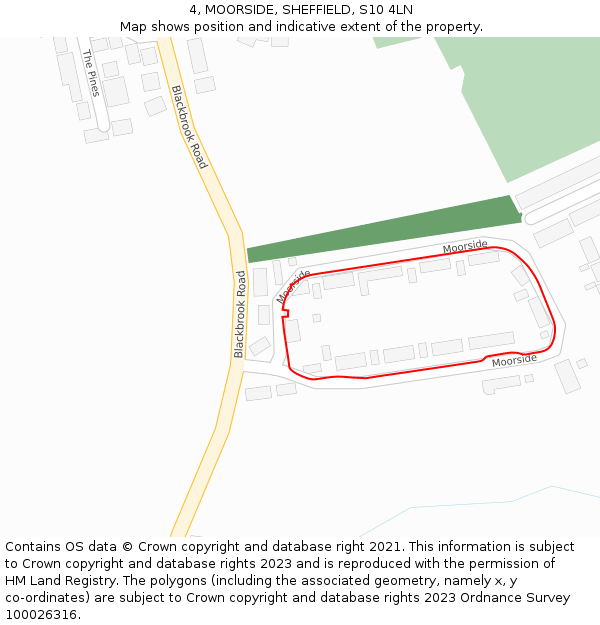 4, MOORSIDE, SHEFFIELD, S10 4LN: Location map and indicative extent of plot